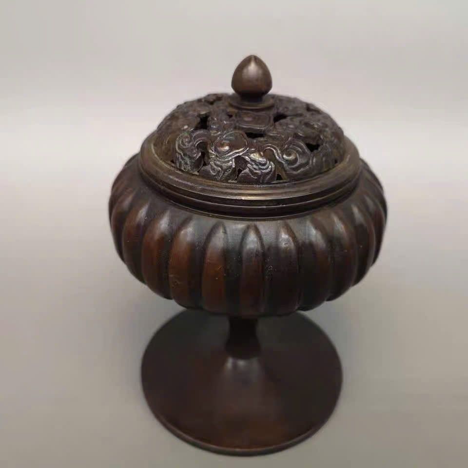  Lư đồng cũ chân cao sưu tầm BKMECN-9688 