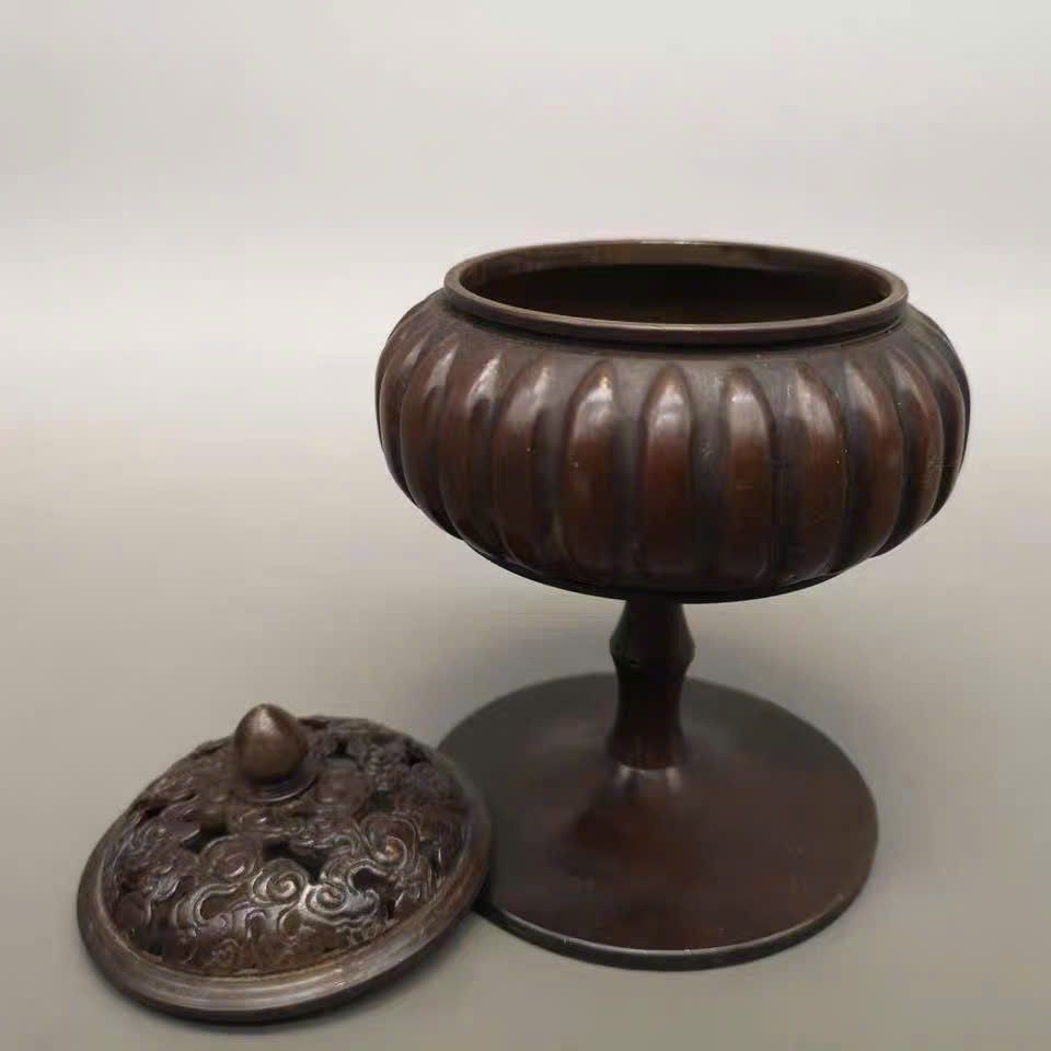  Lư đồng cũ chân cao sưu tầm BKMECN-9688 