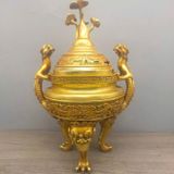  Lư trầm chân cao đồng vàng BKMECN-9692 