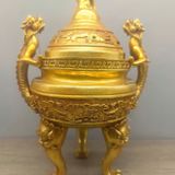  Lư trầm chân cao đồng vàng BKMECN-9692 
