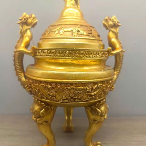  Lư trầm chân cao đồng vàng BKMECN-9692 