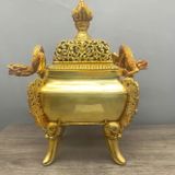  Lư trầm Rồng đồng vàng sưu tầm BKMECN-9693 