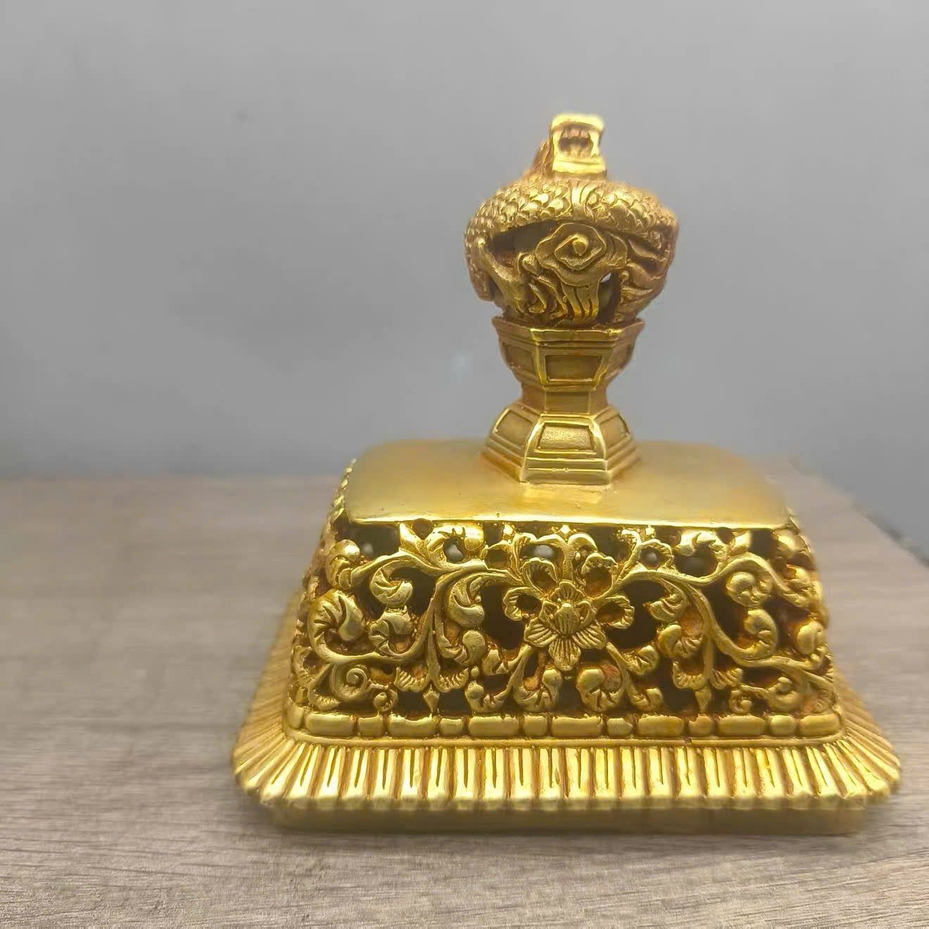  Lư trầm Rồng đồng vàng sưu tầm BKMECN-9693 