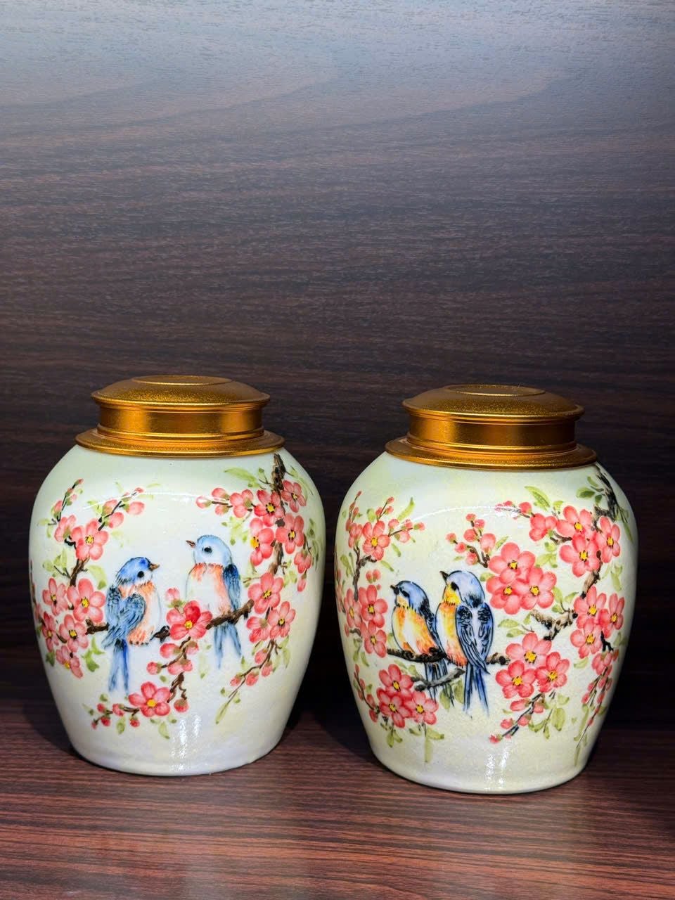  Lọ đựng chè vẽ hoa gốm sứ Bát Tràng BKCECN-10120 