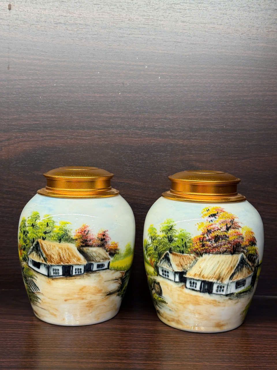  Lọ đựng chè vẽ hoa gốm sứ Bát Tràng BKCECN-10128 