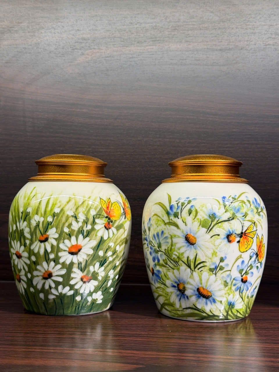  Lọ đựng chè vẽ hoa gốm sứ Bát Tràng BKCECN-10130 