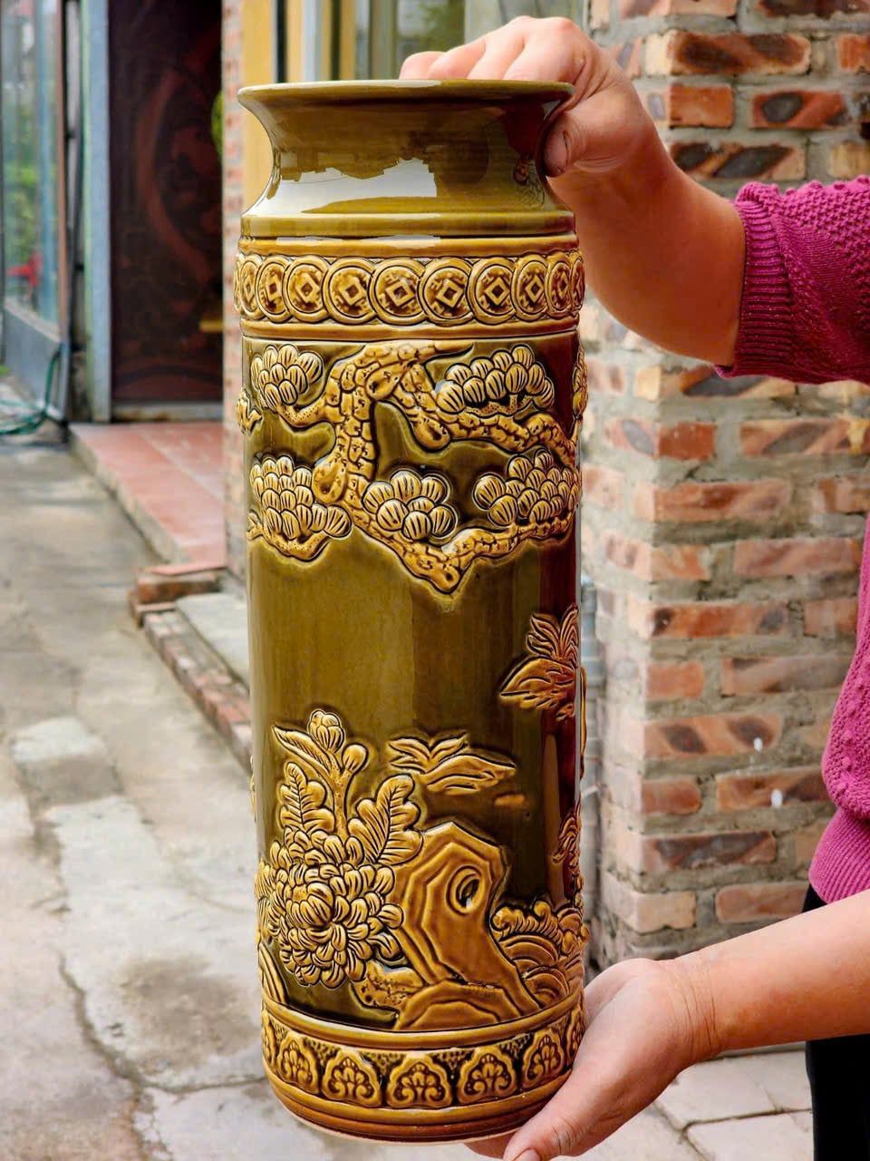  Lọ đựng nhang Song Mã Nghinh Xuân Bát Tràng  BKCECN-10156 