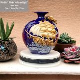  Bình Hút Lộc “Thuận Buồm Xuôi Gió” đắp nổi hoa men màu Bát Tràng  BKCECN-10154 