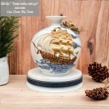  Bình Hút Lộc “Thuận Buồm Xuôi Gió” đắp nổi hoa men màu Bát Tràng  BKCECN-10154 