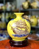  Bình Hút Lộc “Thuận Buồm Xuôi Gió” đắp nổi hoa men màu Bát Tràng  BKCECN-10153 