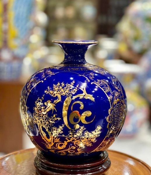  Bình gốm Phúc Lộc Thọ vẽ vàng Bát Tràng BKCECN-10133 