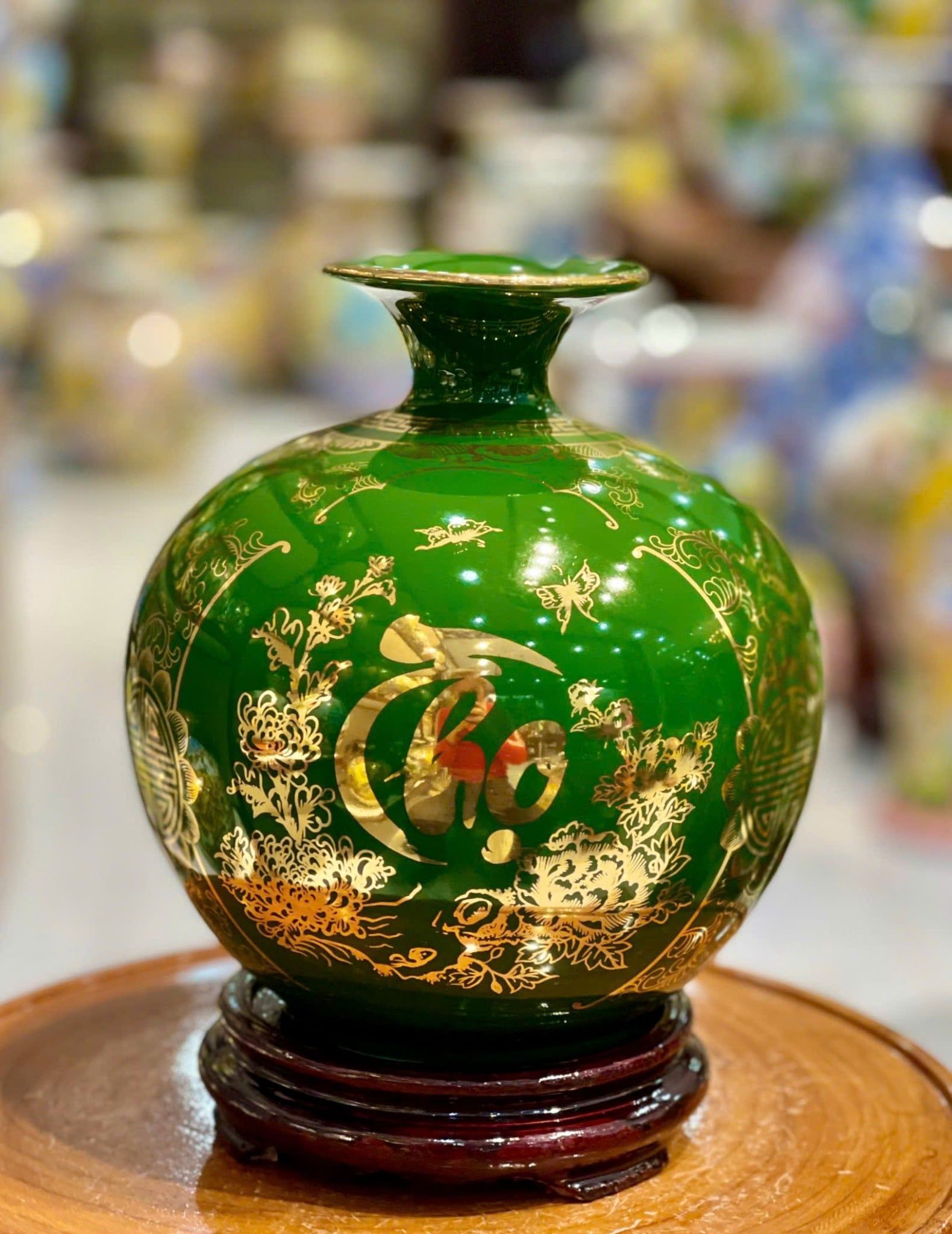  Bình gốm Phúc Lộc Thọ vẽ vàng BKCECN-10136 