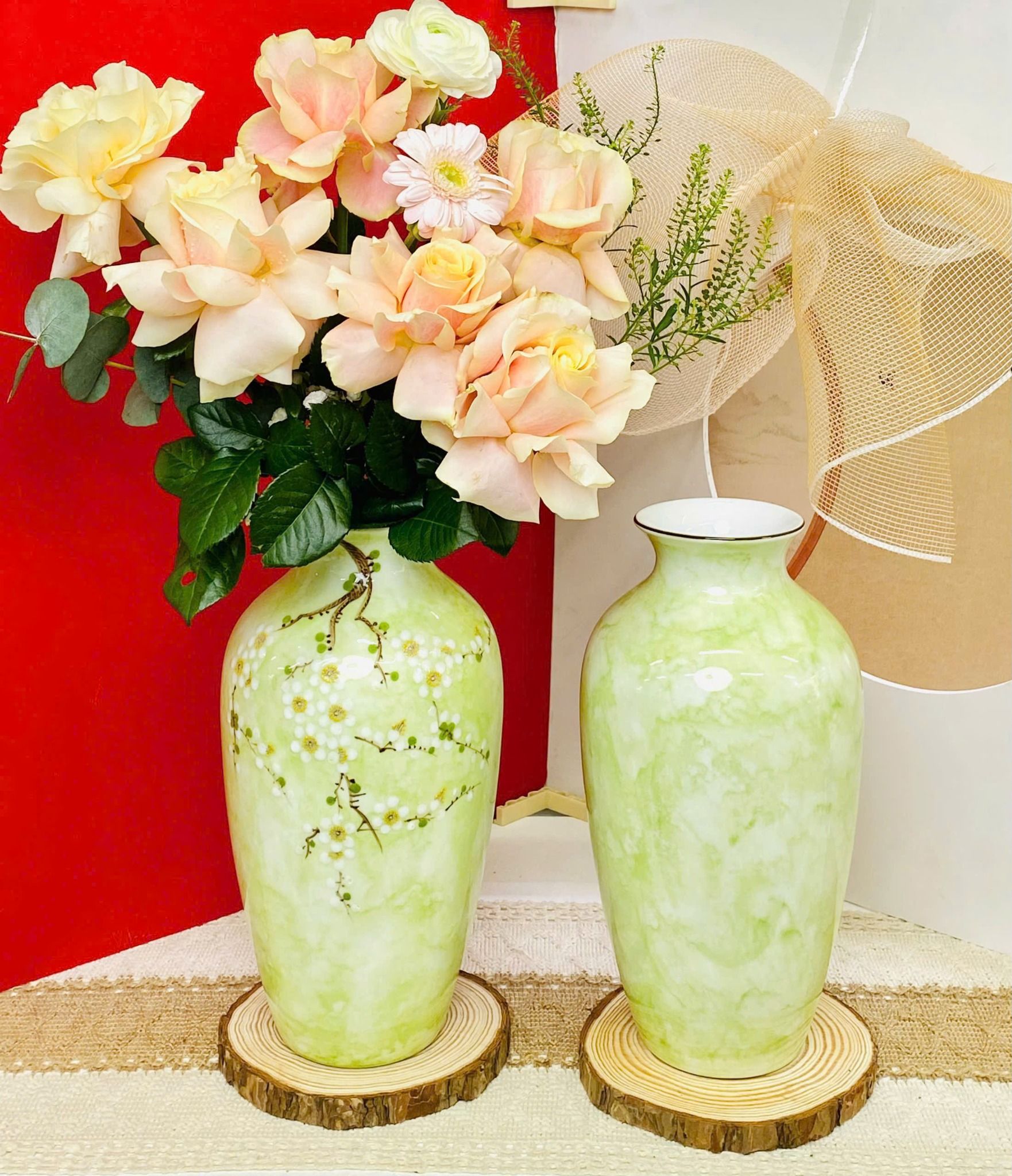  Bình hoa vẽ hoa mận Bát Tràng BKCECN-10160 