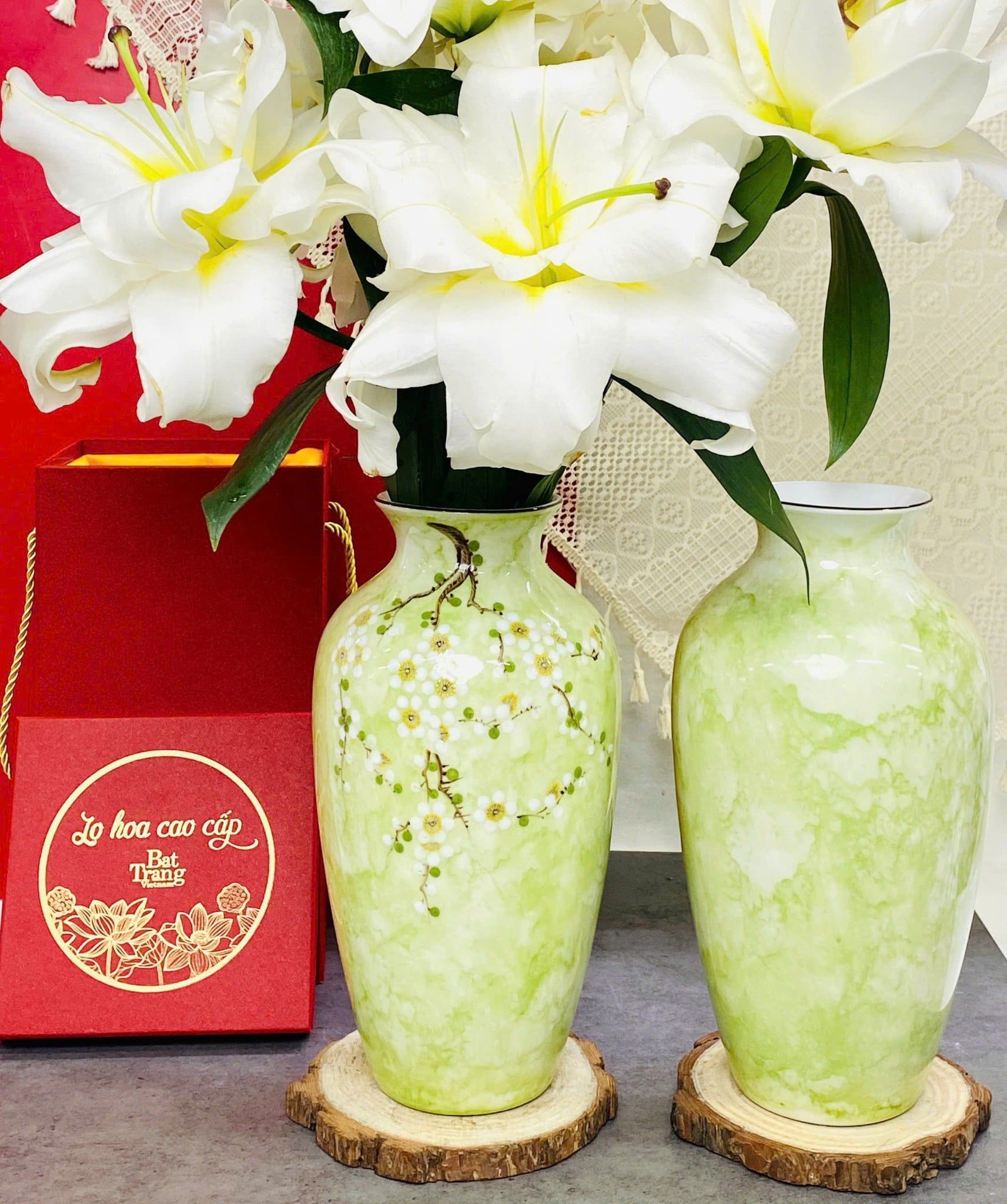  Bình hoa vẽ hoa mận Bát Tràng BKCECN-10160 