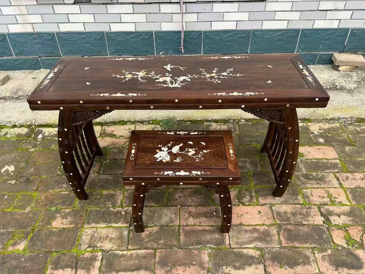  Bộ bàn ghế phòng đọc sách – phòng trà gỗ gụ khảm BKWOCN-9275 