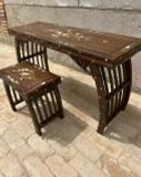  Bộ bàn ghế phòng đọc sách – phòng trà gỗ gụ khảm BKWOCN-9275 