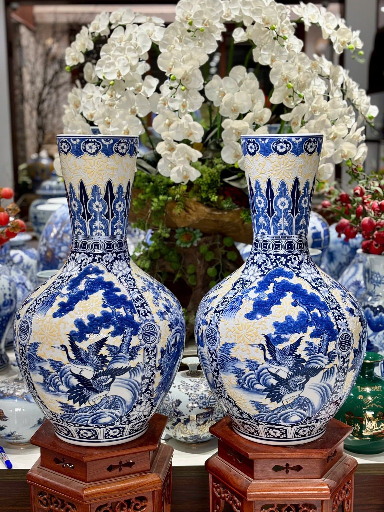  Bình lộc Song Hạc Liên Hoa Bát Tràng BKCECN-10179 