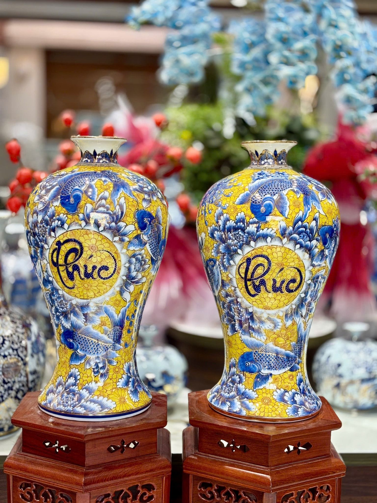  Bảo bình Bát Tràng vẽ vàng cao cấp BKCECN-10199 