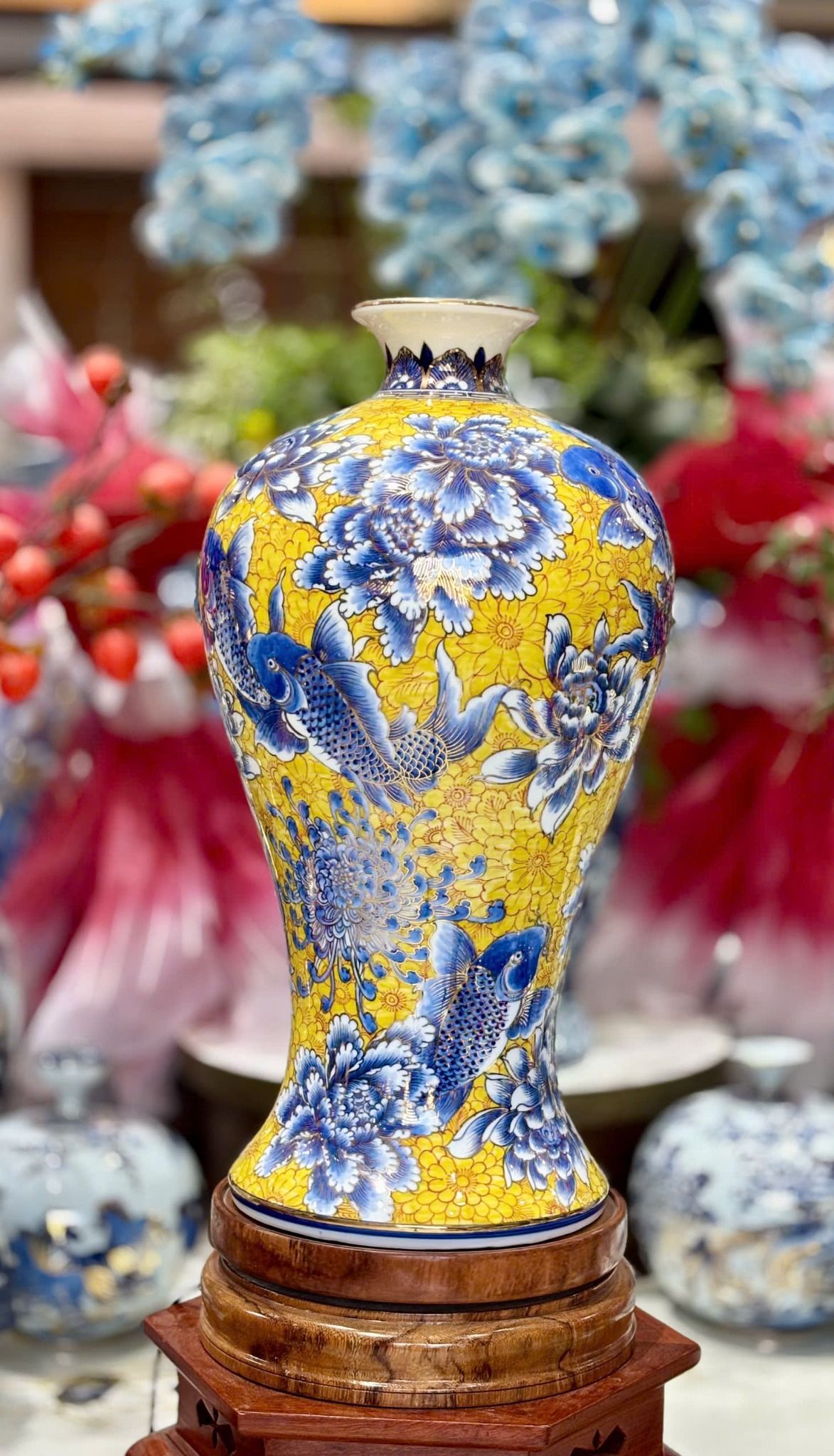  Bảo bình Bát Tràng vẽ vàng cao cấp BKCECN-10199 