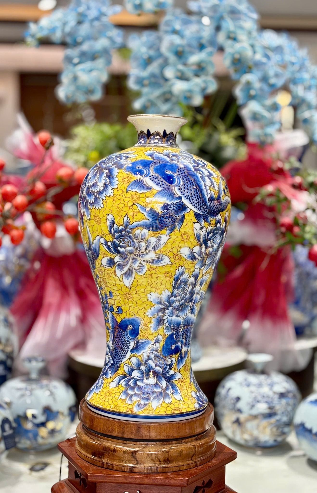  Bảo bình Bát Tràng vẽ vàng cao cấp BKCECN-10199 