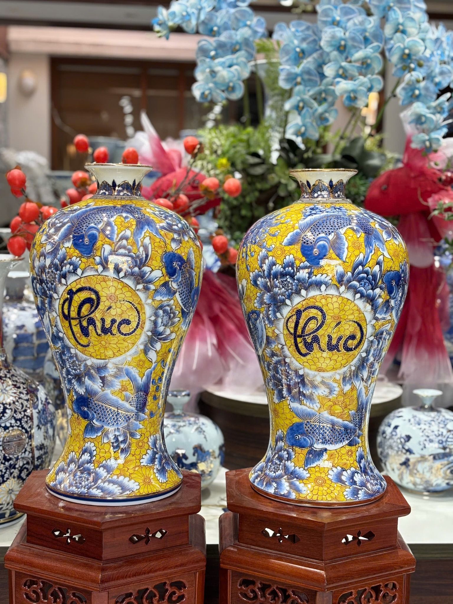  Bảo bình Bát Tràng vẽ vàng cao cấp BKCECN-10199 