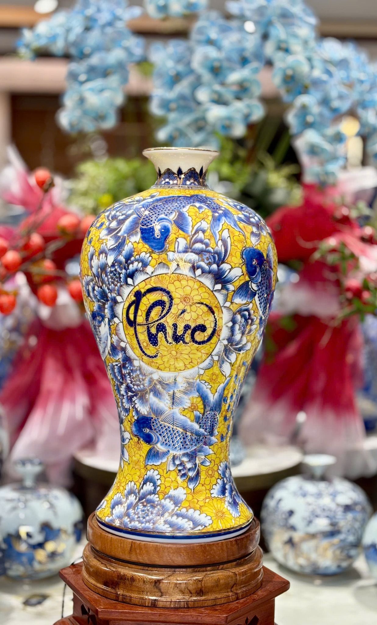  Bảo bình Bát Tràng vẽ vàng cao cấp BKCECN-10199 