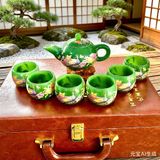  Bộ Ấm Chén Ngọc Chim Công Xanh Lục BKCECN-10202 