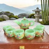  Bộ ấm chén Ngọc Chim Công xanh cốm BKCECN-10204 