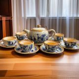  Bộ ấm chén Trúc Lâm Thất Hiền men cổ Bát Tràng BKCECN-10198 