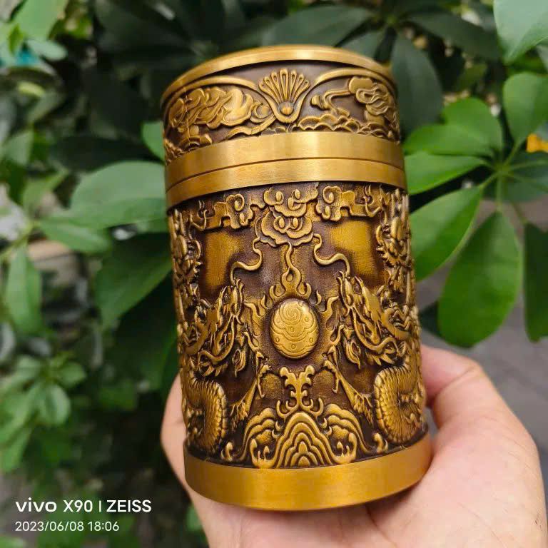  Hộp đựng chè đồng họa tiết Rồng BKMECN-9699 