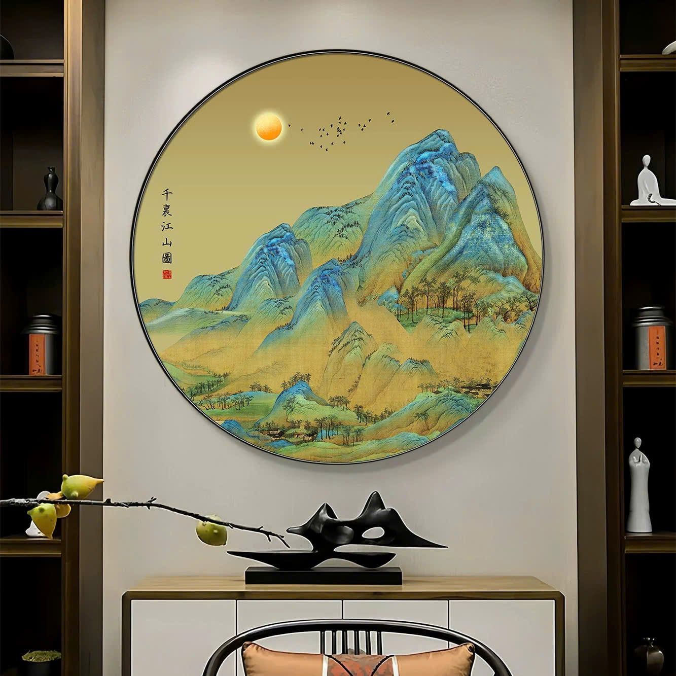  Tranh phong cảnh hình tròn đèn LED nghệ thuật BKMECN-9700 