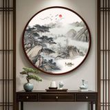  Tranh phong cảnh hình tròn đèn LED nghệ thuật BKMECN-9701 