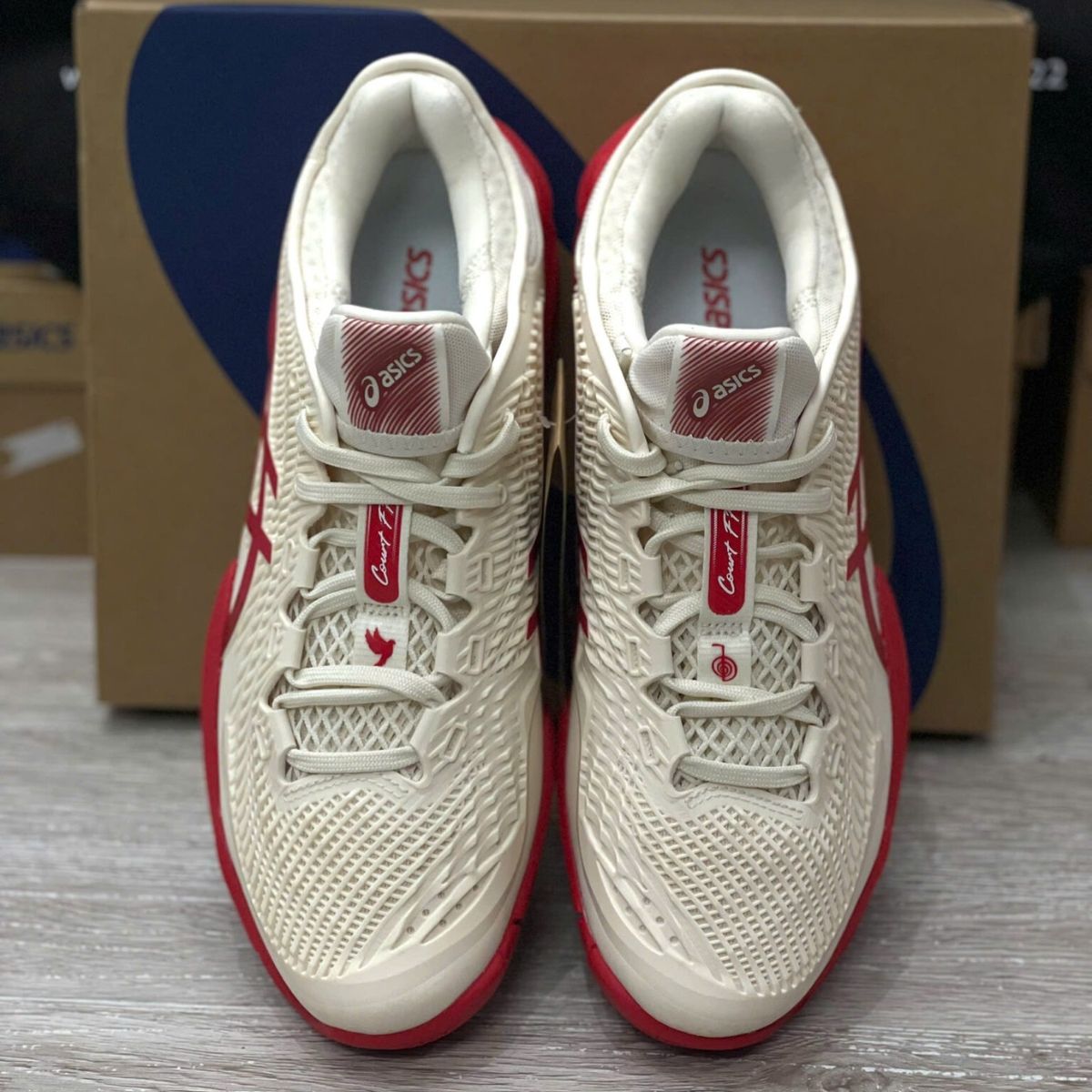  Giày Tennis/Pickleball Asics COURT FF 3 NOVAK ‘CREAM RED’ 1041A522-968 