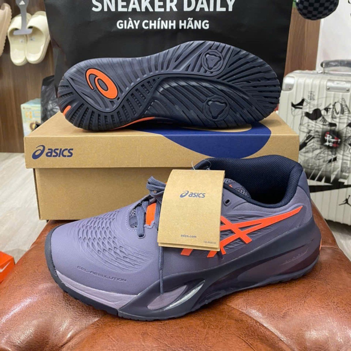  Giày Asics Gel Resolution X Greyish Purple Nova Orange 1041A487-500 