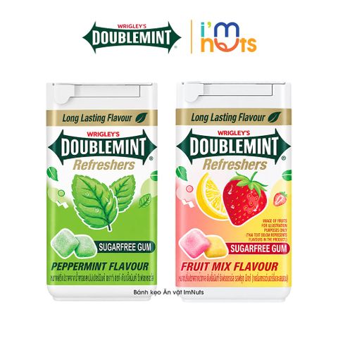  Kẹo Sing Gum Không Đường Doublemint Refreshers Hương Trái Cây Và Bạc Hà Hũ 40g 