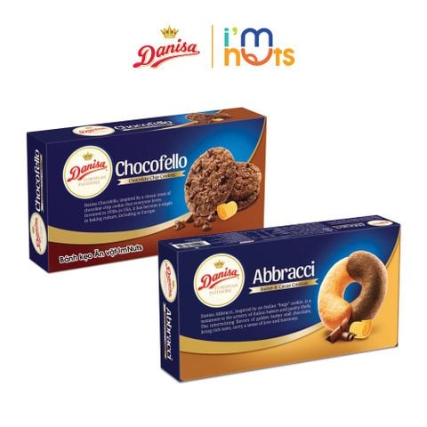  Bánh Quy Danisa Abbracci Bơ Cacao 168g Và Chocofello Chocochip 150g 