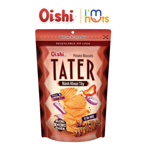  Snack Bánh Khoai Tây Oishi Tater Nướng Không Chiên Túi Zip 50g 