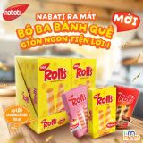  Combo 3 Hộp Bánh Quế Nhân Kem Nabati Rolls Wafer Stick Đủ Vị Hộp 50g Tiện Lợi 