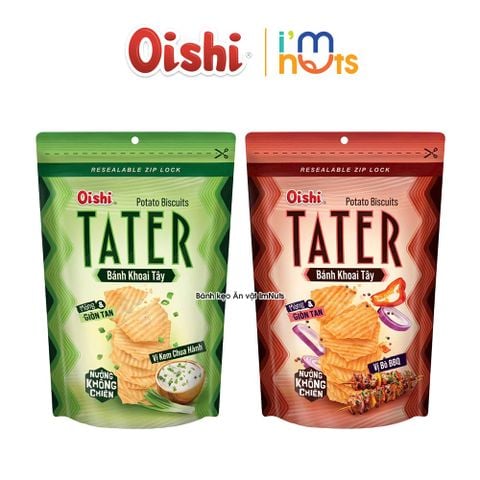  Snack Bánh Khoai Tây Oishi Tater Nướng Không Chiên Túi Zip 50g 