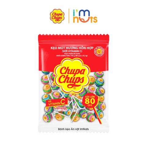  Kẹo Mút Chupa Chups Hương Trái Cây Hỗn Hợp Và Sắc Màu Dâu Cola Gói 80 Que 