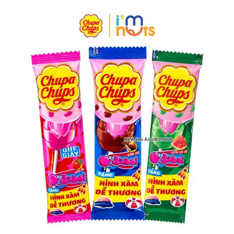  Kẹo Mút Nhân Gum Thổi Chupa Chups Hương Dâu Cola Dưa Hấu 