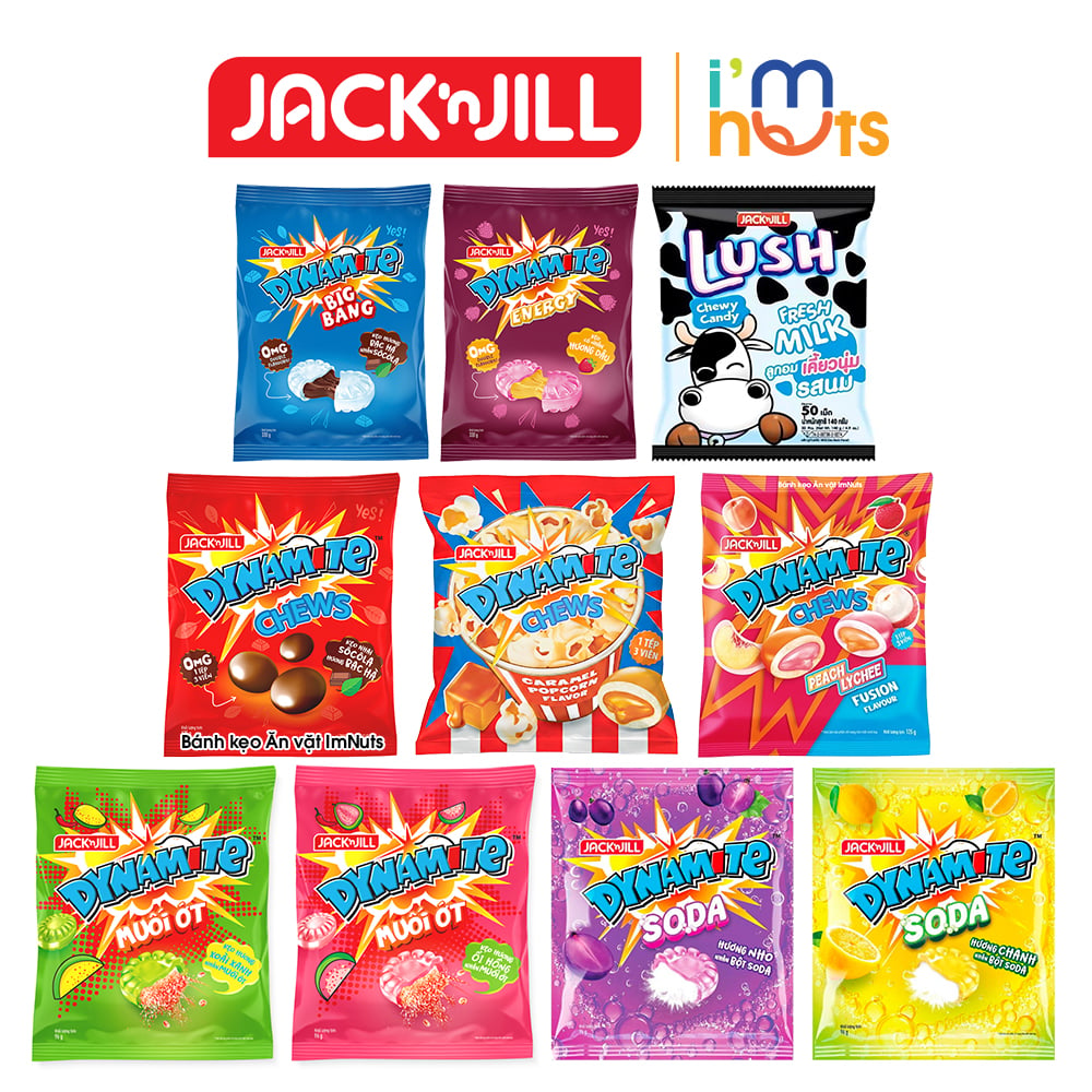 Kẹo Dynamite JacknJill Đủ Loại Big Bang Chews Energy Và Kẹo Sữa Bò Lush
