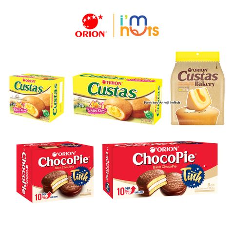  Bánh Bông Lan Custas Nhân Kem Trứng Và Orion ChocoPie Truyền Thống 