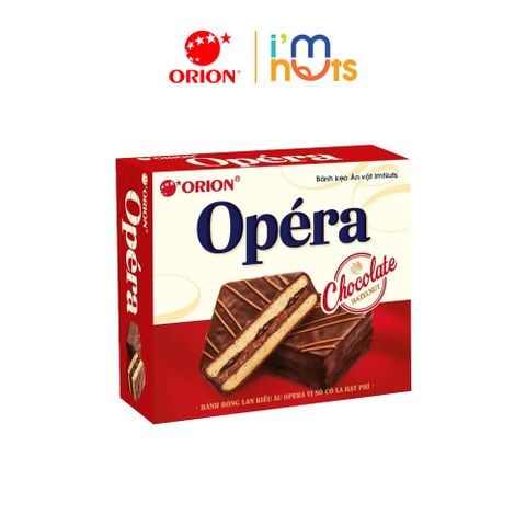  Bánh Bông Lan Kiểu Âu Opera Orion Vị Socola Hạt Phỉ Hộp 280g 10 Gói Bánh 