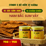  Combo 2 Bò Giòn (1 vị Chẩm Chéo 75g + 1 vị Sài Gòn Xưa 75g) - Khô bò miếng cao cấp - Thơm ngon, không chất bảo quản 