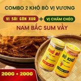  Combo 2 Bò Khô (1 vị Chẩm Chéo 200g + 1 vị Sài Gòn Xưa 200g ) - Khô bò miếng cao cấp - không chất bảo quản 