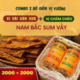  Combo 2 Bò Giòn (1 vị Chẩm Chéo 200g + 1 vị Sài Gòn Xưa 200g) - Khô bò miếng cao cấp - Thơm ngon, không chất bảo quản 