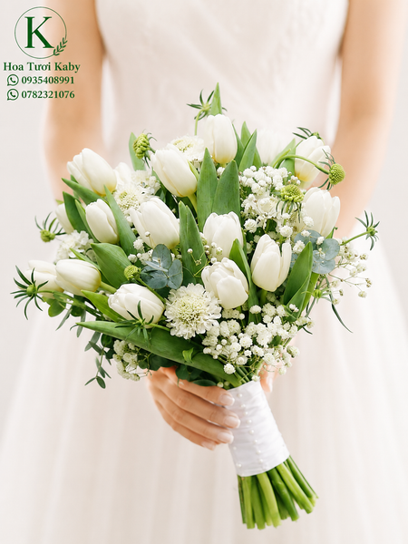 Bó Hoa Cưới Khúc Giao Mùa Trắng Dịu Êm