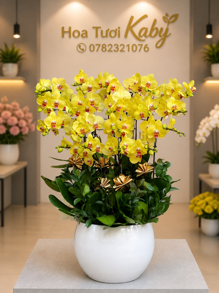 Chậu Lan Hồ Điệp Vàng 18 Cây