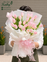 Bó Hoa Tulip Hồng Dịu Ngọt Ban Mai